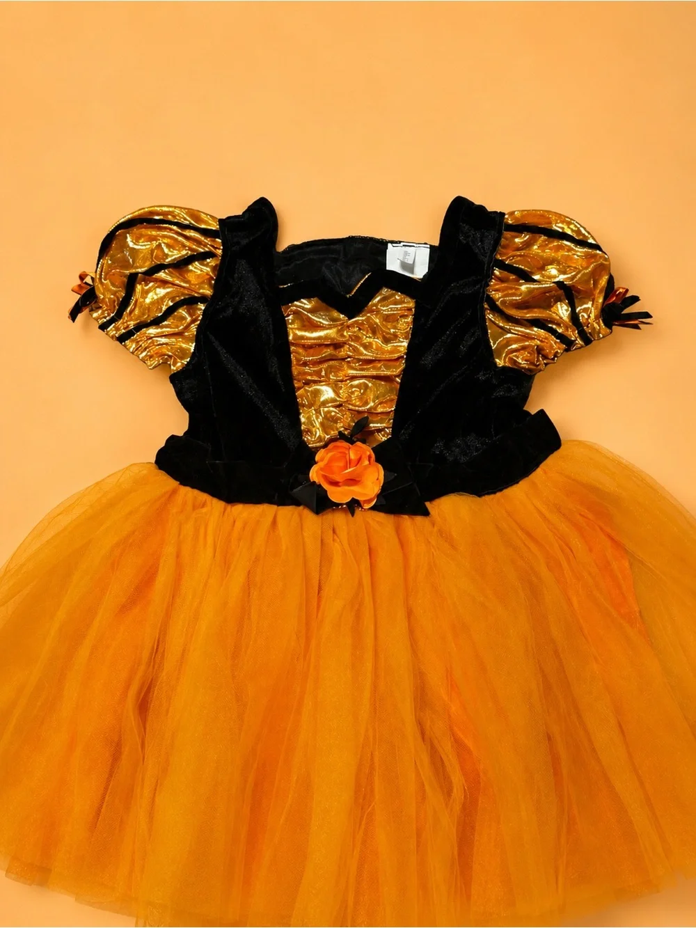Target Girls Witch Halloween Costume Dress & Hat Orange Gold Black Size 4-5T